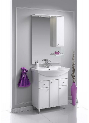 Тумба под раковину Aqwella Барселона 75 BA0107K с бельевой корзиной Белая