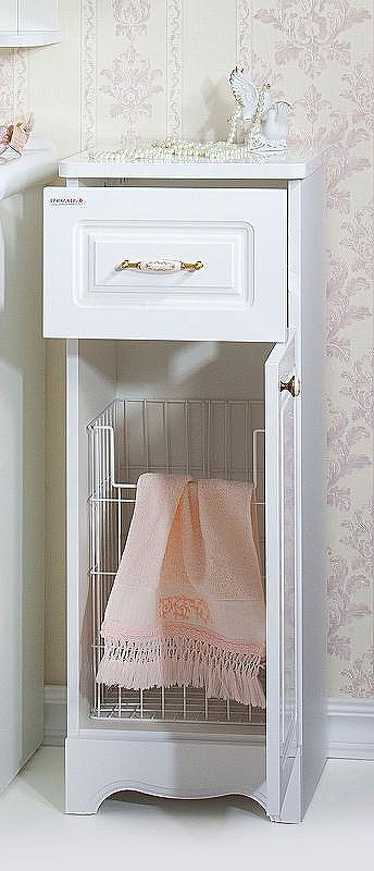 Тумба Бриклаер Анна 32 R 4627125411472 с бельевой корзиной Белая глянцевая, купить, цена, заказать, магазин, доставка, скидка, промокод, купить, цена, заказать, магазин, доставка, скидка, промокод