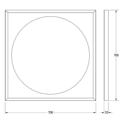 Зеркало Defesto Eclipce 70х70 DF 2232 с подсветкой 15W-3000К/в багетной раме/Без выключателя/Теплый белый свет/Черная рама