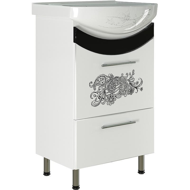 Тумба под раковину Mixline Радуга 50 528040 Белая Черная Цветы, купить, цена, заказать, магазин, доставка, скидка, промокод, купить, цена, заказать, магазин, доставка, скидка, промокод