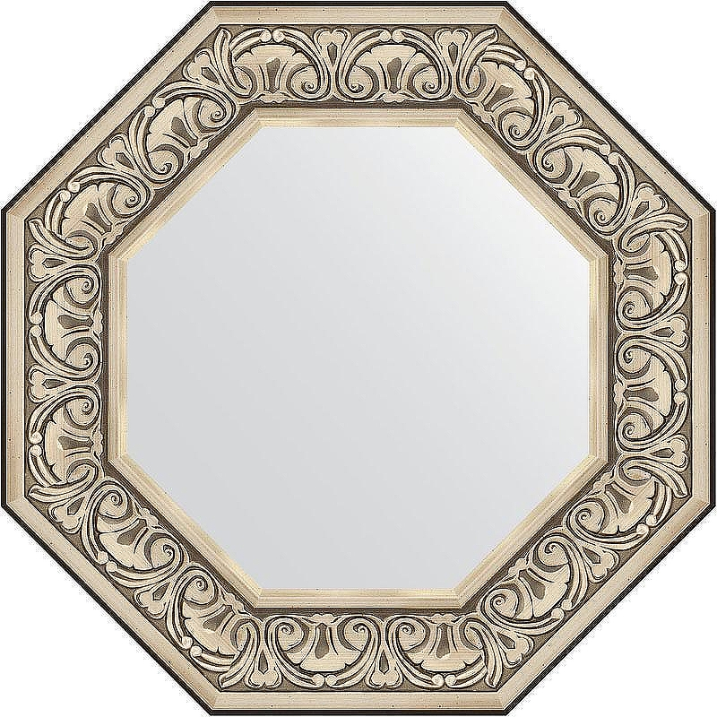 Зеркало Evoform Octagon 60х60 BY 3847 в багетной раме - Барокко серебро 106, купить, цена, заказать, магазин, доставка, скидка, промокод, купить, цена, заказать, магазин, доставка, скидка, промокод