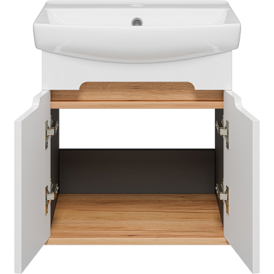 Тумба с раковиной Misty Сканди 50 УТ000023182 подвесная Белый Дуб крафт золотой Антрацит