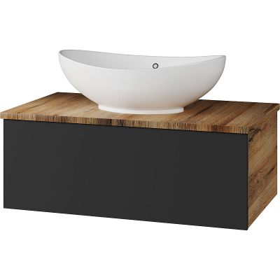 Тумба с раковиной Misty Ива 80 УТ000014119 подвесная Графит Дуб Вотан