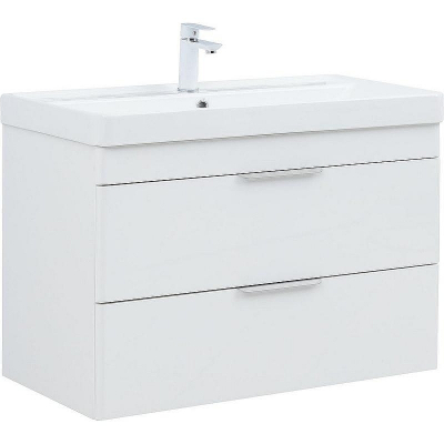 Тумба под раковину Aquanet Ирис new 90 336311 подвесная Белый глянец