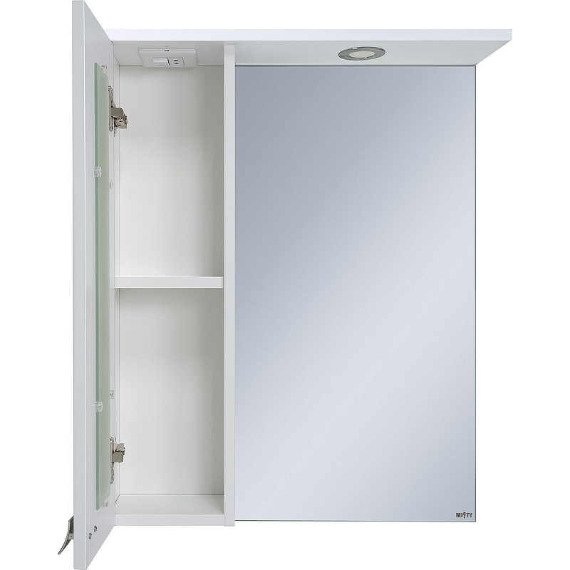Зеркало со шкафом Misty Урал 60 L Э-Ура-04060-021Л с подсветкой Белое, купить, цена, заказать, магазин, доставка, скидка, промокод, купить, цена, заказать, магазин, доставка, скидка, промокод