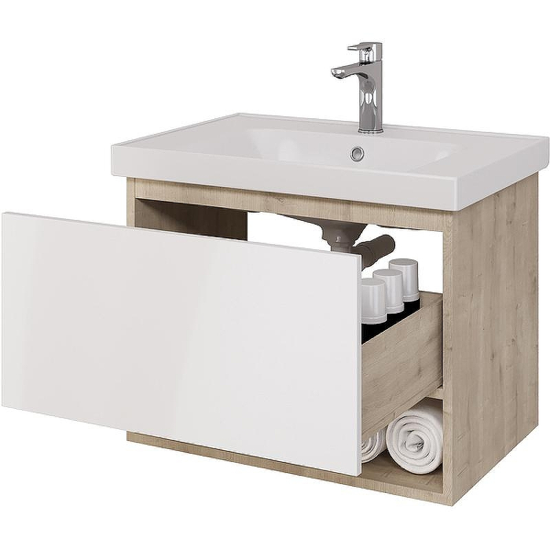 Тумба под раковину Dreja Perfecto 70 99.0812 подвесная Дуб эврика Белый, купить, цена, заказать, магазин, доставка, скидка, промокод, купить, цена, заказать, магазин, доставка, скидка, промокод