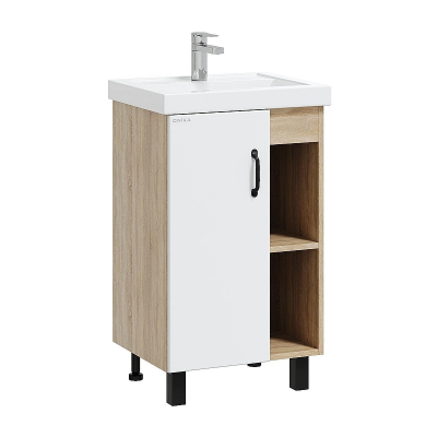 Тумба под раковину Onika Тимбер 50 L 105034 цвет Дуб сонома Белый матовый