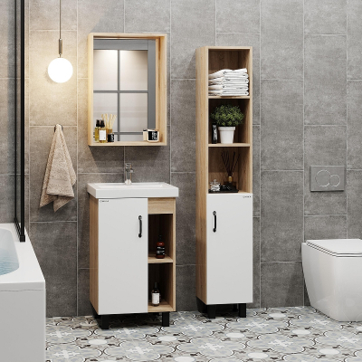 Тумба под раковину Onika Тимбер 50 L 105034 цвет Дуб сонома Белый матовый