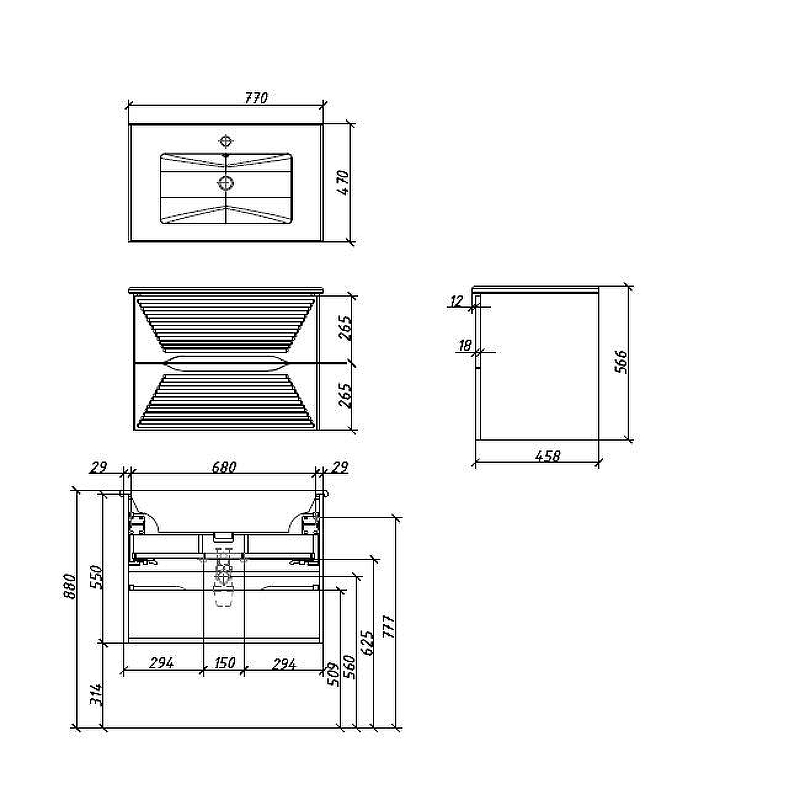 Тумба под раковину Caprigo Modo Terza 80 35613-SF027 подвесная цвет Белый, купить, цена, заказать, магазин, доставка, скидка, промокод, купить, цена, заказать, магазин, доставка, скидка, промокод