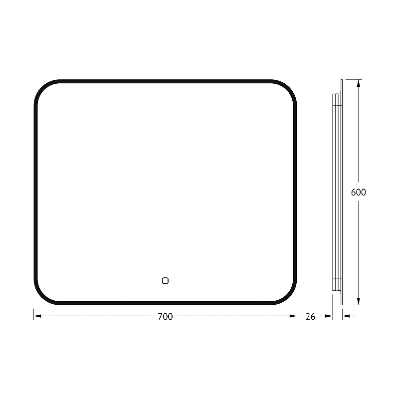 Зеркало Defesto Aura 70х60 DF 2976SH с подсветкой 23W-3000K/Сенсорный выключатель/Теплый белый свет/Черная рама, купить, цена, заказать, магазин, доставка, скидка, промокод, купить, цена, заказать, магазин, доставка, скидка, промокод