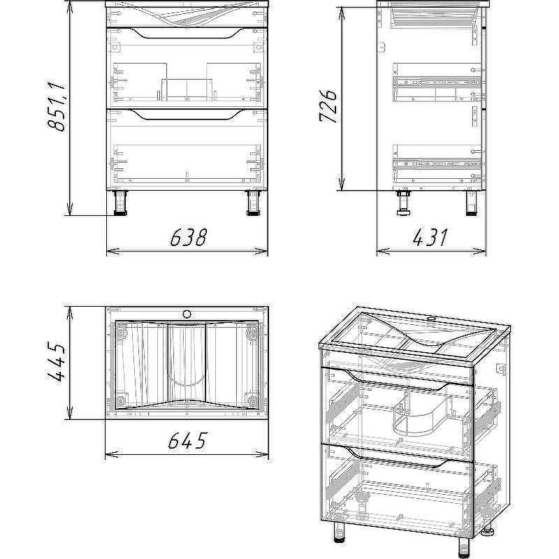 Тумба под раковину Stella Polar Абигель 65 SP-00001131 Серая Цемент, купить, цена, заказать, магазин, доставка, скидка, промокод, купить, цена, заказать, магазин, доставка, скидка, промокод