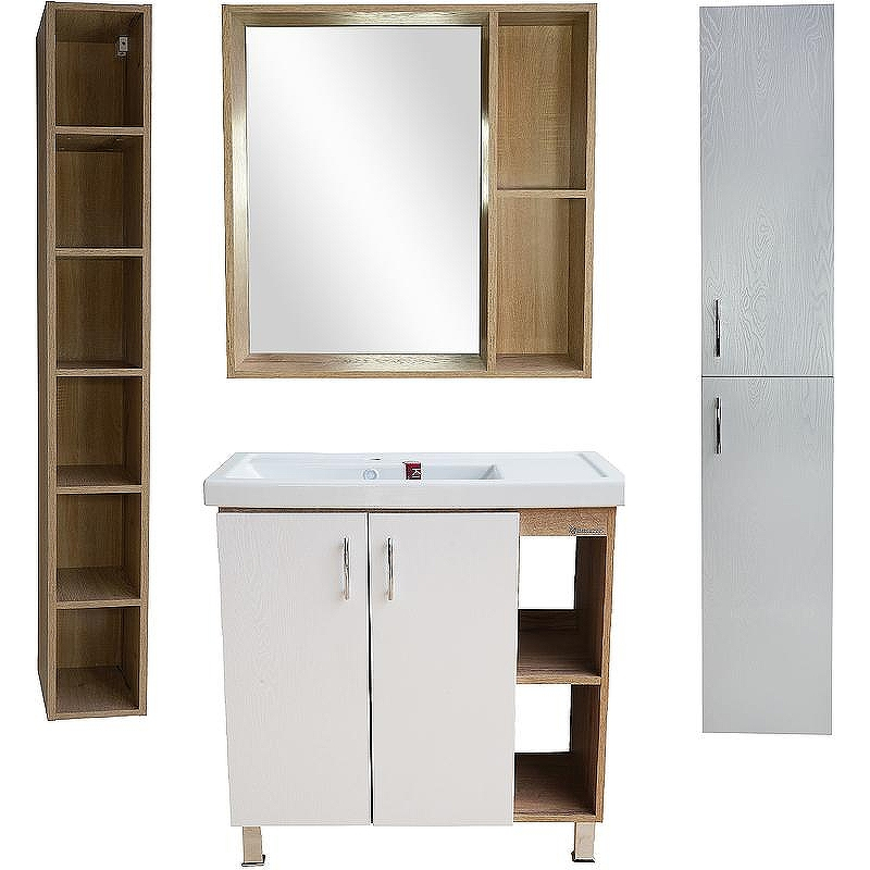 Тумба под раковину Bellezza Рона 80 R 4634113030508 Натуральный дуб Белая, купить, цена, заказать, магазин, доставка, скидка, промокод, купить, цена, заказать, магазин, доставка, скидка, промокод