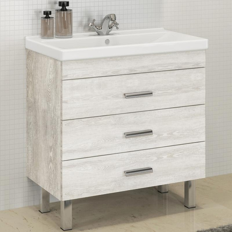 Тумба с раковиной Comforty Никосия 80Н 00004142204 Дуб белый, купить, цена, заказать, магазин, доставка, скидка, промокод, купить, цена, заказать, магазин, доставка, скидка, промокод