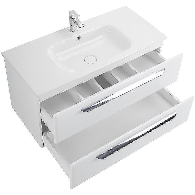 Тумба под раковину Cezares Eco-Cer 100 ECO-CER-1000-2C-SO-BL подвесная Bianco Lucido без ручек, купить, цена, заказать, магазин, доставка, скидка, промокод, купить, цена, заказать, магазин, доставка, скидка, промокод