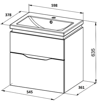 Тумба с раковиной Orange Topline-Marseille 60 TPMS60+RA подвесная Белый глянец