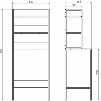 Стеллаж Comforty 65 00-00011164 над стиральной машиной Бетон светлый