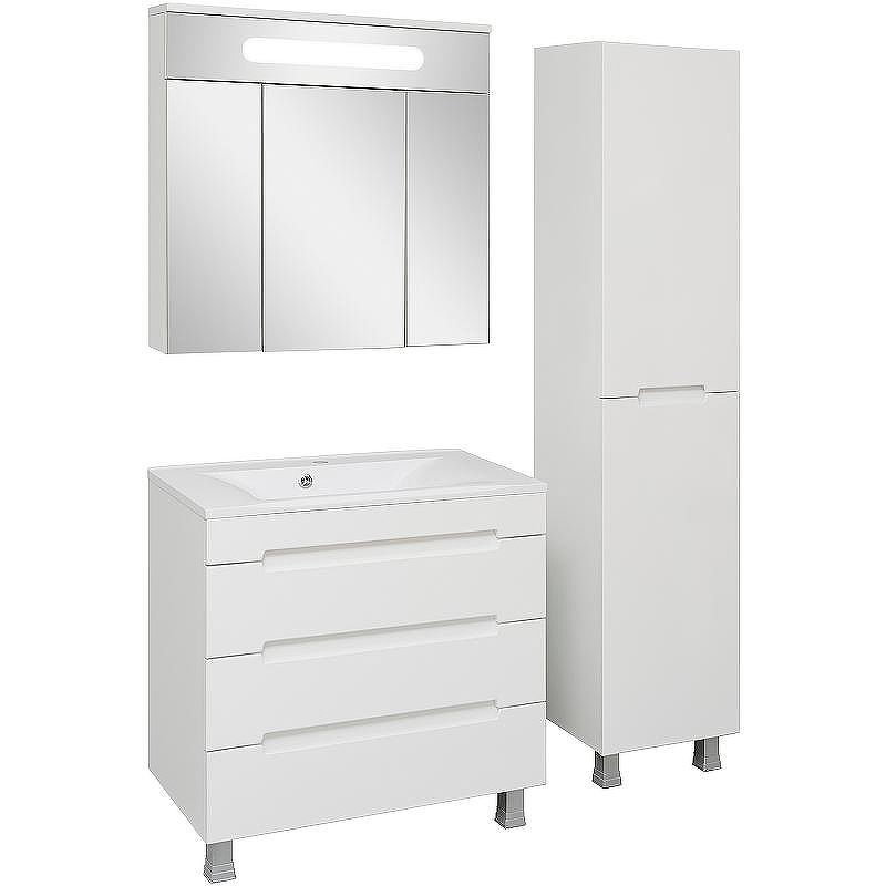 Зеркальный шкаф Aqua de Marco Olivia 80 1080COLI с подсветкой Белый, купить, цена, заказать, магазин, доставка, скидка, промокод, купить, цена, заказать, магазин, доставка, скидка, промокод