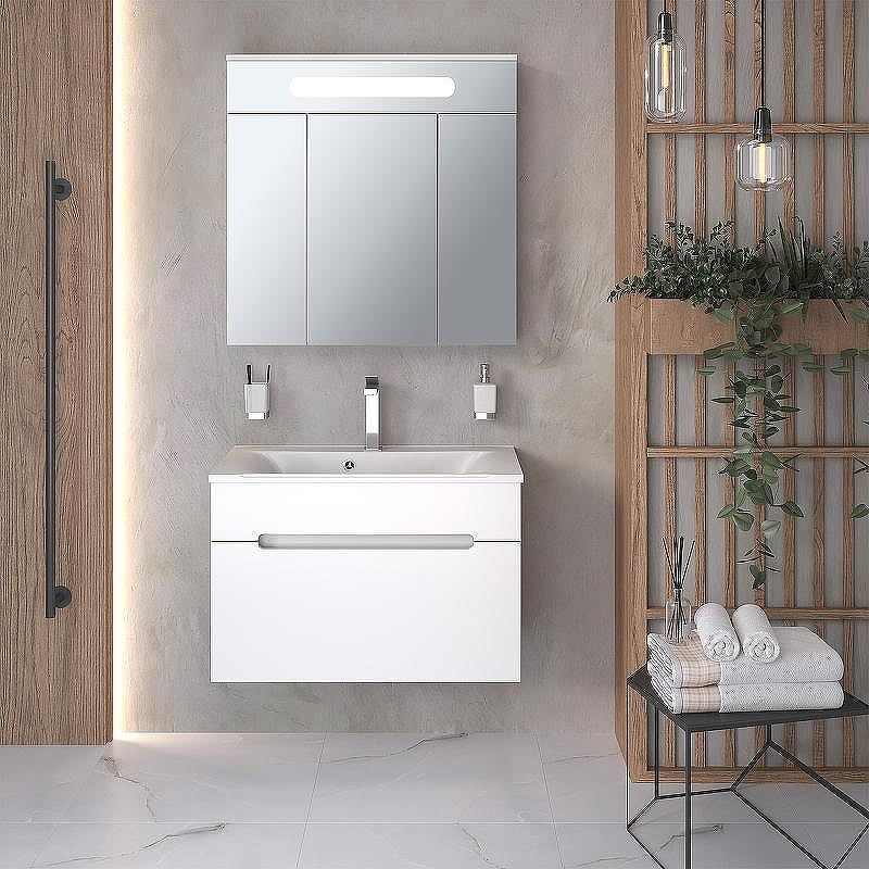 Зеркальный шкаф Aqua de Marco Olivia 80 1080COLI с подсветкой Белый, купить, цена, заказать, магазин, доставка, скидка, промокод, купить, цена, заказать, магазин, доставка, скидка, промокод