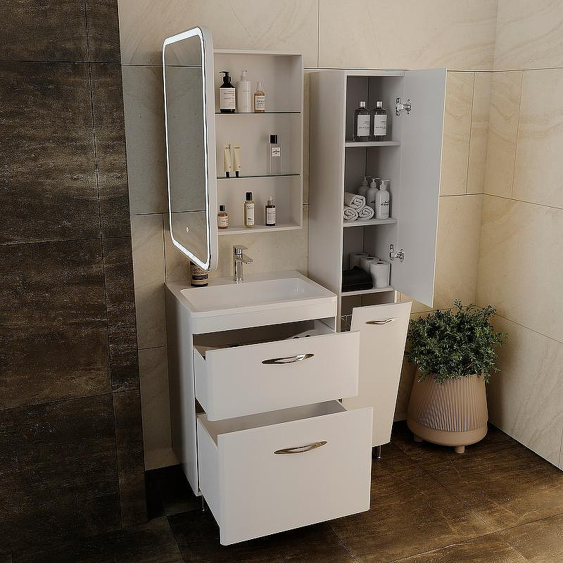 Зеркальный шкаф Style Line Каре 50 L СС-00002372 с подсветкой Белый, купить, цена, заказать, магазин, доставка, скидка, промокод, купить, цена, заказать, магазин, доставка, скидка, промокод