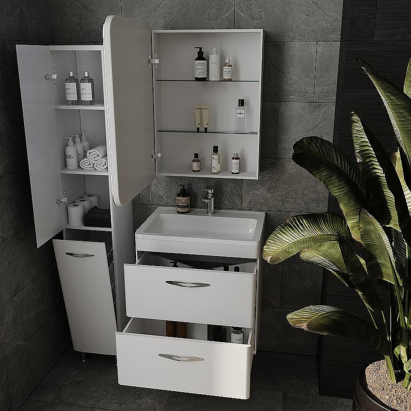 Зеркальный шкаф Style Line Каре 50 L СС-00002372 с подсветкой Белый, купить, цена, заказать, магазин, доставка, скидка, промокод, купить, цена, заказать, магазин, доставка, скидка, промокод