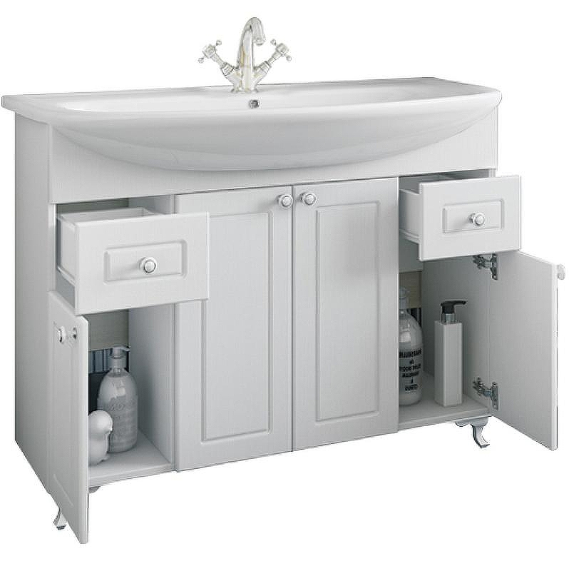 Тумба под раковину Sanflor Софи 105 С02645 Белая матовая, купить, цена, заказать, магазин, доставка, скидка, промокод, купить, цена, заказать, магазин, доставка, скидка, промокод