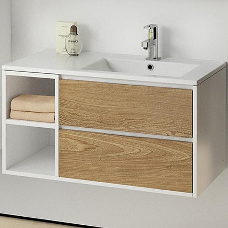 Тумба с раковиной SanVit Мэри-4 90 R kmery904 с фактурой под дерево подвесная Акация светлая, купить, цена, заказать, магазин, доставка, скидка, промокод, купить, цена, заказать, магазин, доставка, скидка, промокод