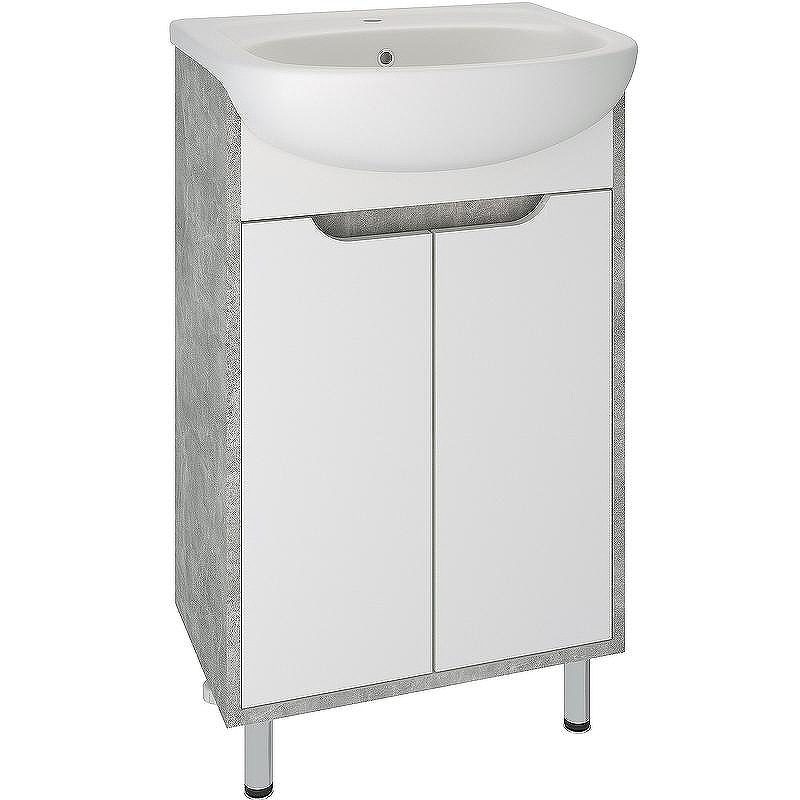 Тумба под раковину Runo Эко 50 00-00001326 Серый бетон Белая, купить, цена, заказать, магазин, доставка, скидка, промокод, купить, цена, заказать, магазин, доставка, скидка, промокод