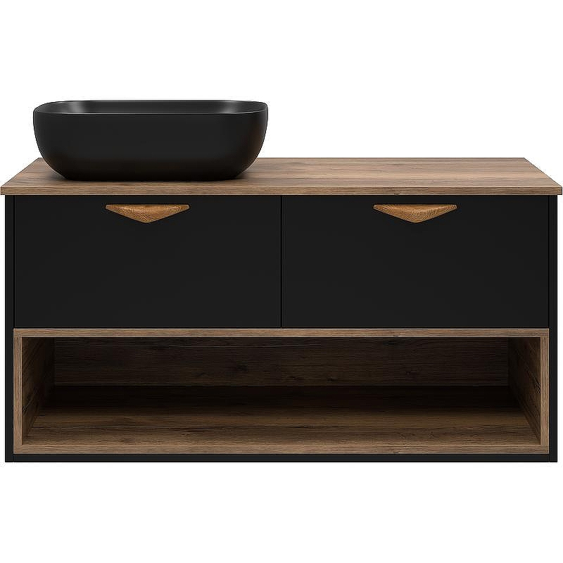 Тумба под раковину Brevita Bergen 105 BER-07105-19-02-2Я подвесная Черная матовая Дуб Галифакс олово, купить, цена, заказать, магазин, доставка, скидка, промокод, купить, цена, заказать, магазин, доставка, скидка, промокод