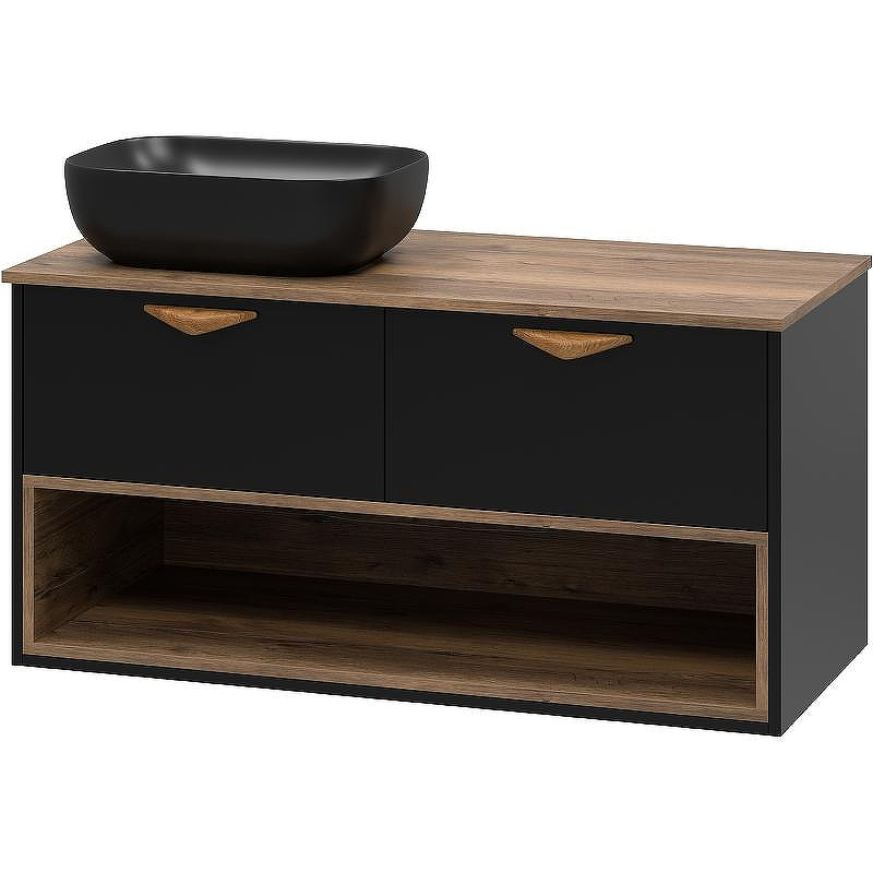 Тумба под раковину Brevita Bergen 105 BER-07105-19-02-2Я подвесная Черная матовая Дуб Галифакс олово, купить, цена, заказать, магазин, доставка, скидка, промокод, купить, цена, заказать, магазин, доставка, скидка, промокод