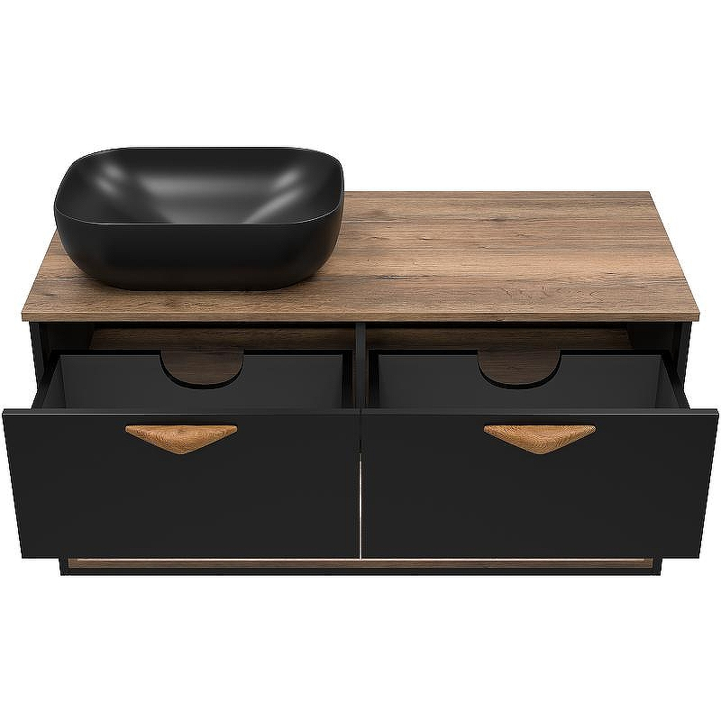 Тумба под раковину Brevita Bergen 105 BER-07105-19-02-2Я подвесная Черная матовая Дуб Галифакс олово, купить, цена, заказать, магазин, доставка, скидка, промокод, купить, цена, заказать, магазин, доставка, скидка, промокод