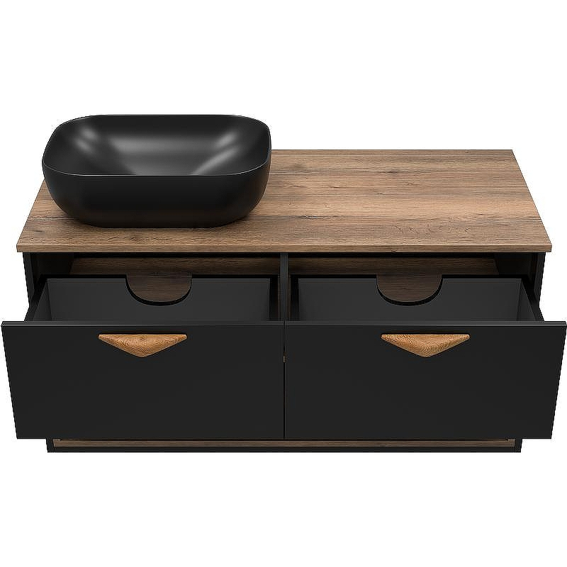 Тумба под раковину Brevita Bergen 105 BER-07105-19-02-2Я подвесная Черная матовая Дуб Галифакс олово, купить, цена, заказать, магазин, доставка, скидка, промокод, купить, цена, заказать, магазин, доставка, скидка, промокод