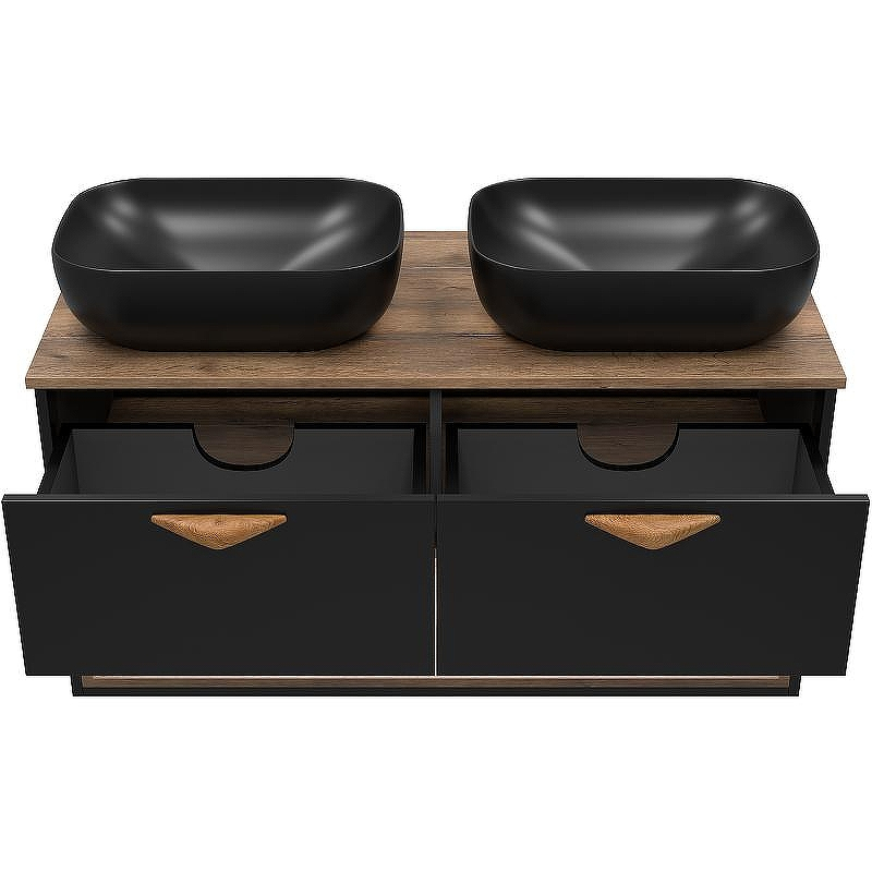 Тумба под раковину Brevita Bergen 105 BER-07105-19-02-2Я подвесная Черная матовая Дуб Галифакс олово, купить, цена, заказать, магазин, доставка, скидка, промокод, купить, цена, заказать, магазин, доставка, скидка, промокод