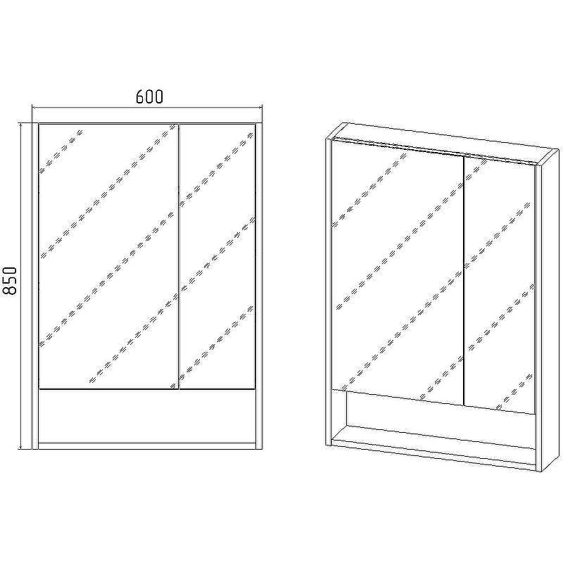 Зеркальный шкаф VIANT Мальта 60 VMAL60-ZSH Дуб Вотан, купить, цена, заказать, магазин, доставка, скидка, промокод, купить, цена, заказать, магазин, доставка, скидка, промокод