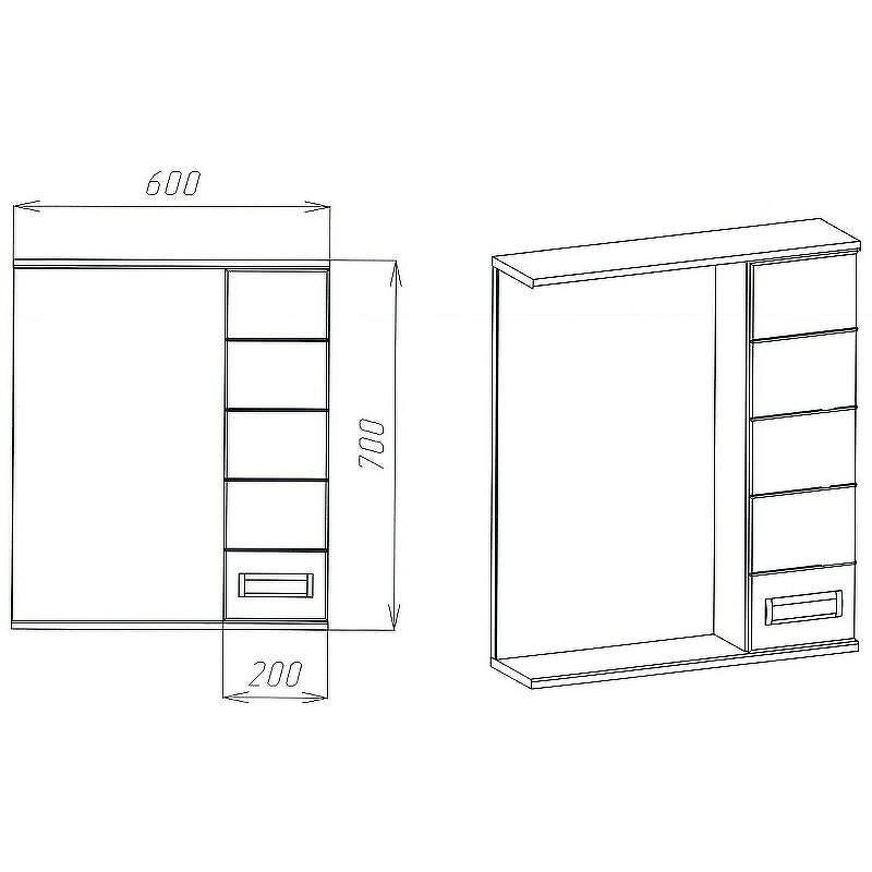 Зеркало со шкафом VIANT Вена 60 R VVEN60-ZSHR Белое, купить, цена, заказать, магазин, доставка, скидка, промокод, купить, цена, заказать, магазин, доставка, скидка, промокод