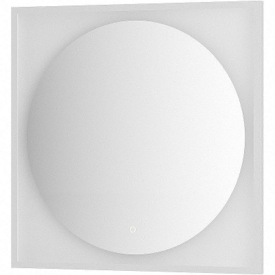 Зеркало Defesto Eclipce 80х80 DF 2238S с подсветкой 18W-3000К/в багетной раме/Сенсорный выключатель/Теплый белый свет/Белая рама