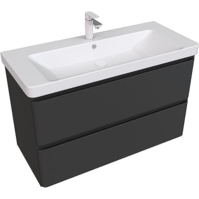 Тумба под раковину Aquanet Эмбер 105 330470 подвесная Черная матовая