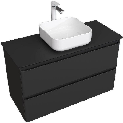 Тумба под раковину Aquanet Эмбер 105 330470 подвесная Черная матовая