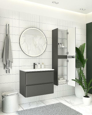 Тумба под раковину Aquanet Эмбер 105 330470 подвесная Черная матовая