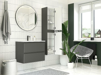 Тумба под раковину Aquanet Эмбер 105 330470 подвесная Черная матовая