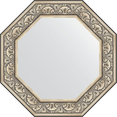 Зеркало Evoform Octagon 70х70 BY 3848 в багетной раме - Барокко серебро 106