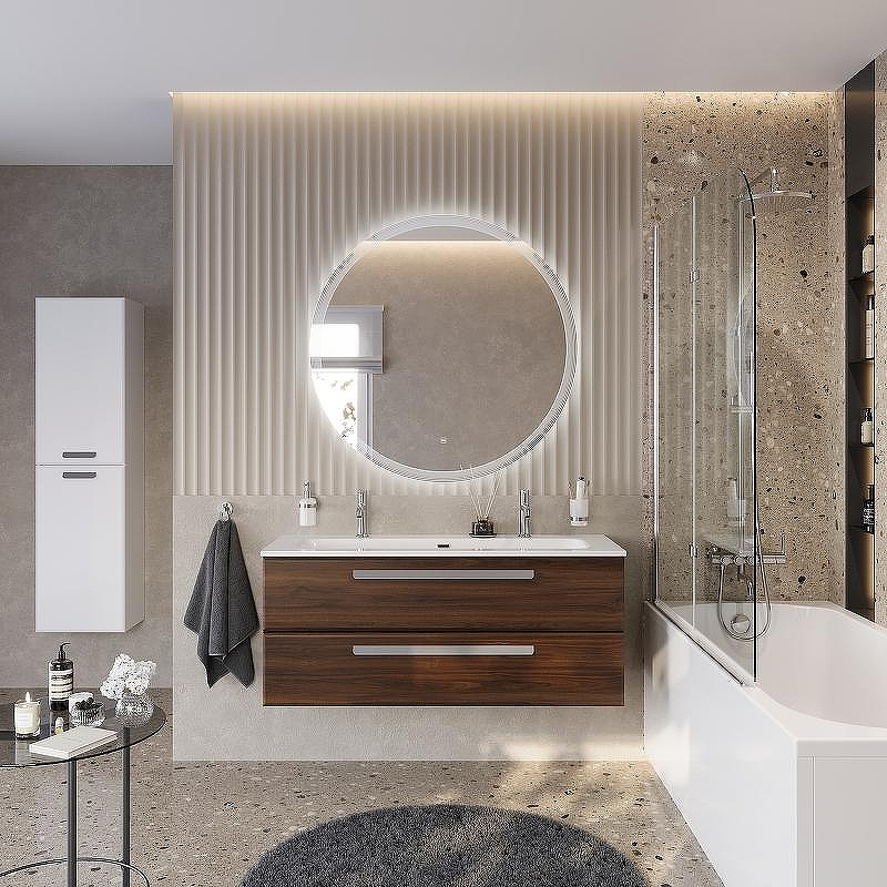 Тумба под раковину Cezares Eco-Cer-N 120 ECO-CER-N-1200-2C-SO-NCS-P подвесная Орех шоколад Софт без ручек, купить, цена, заказать, магазин, доставка, скидка, промокод, купить, цена, заказать, магазин, доставка, скидка, промокод