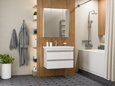 Тумба с раковиной Misty Ингрид 75 УТ000015021 подвесная Белая