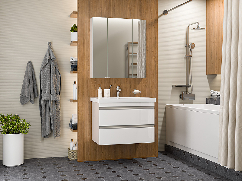 Тумба с раковиной Misty Ингрид 75 УТ000015021 подвесная Белая, купить, цена, заказать, магазин, доставка, скидка, промокод, купить, цена, заказать, магазин, доставка, скидка, промокод