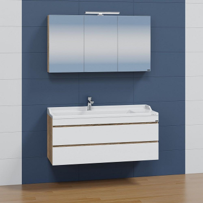 Тумба под раковину СанТа Марс 120 700425 подвесная Белая Янтарное дерево