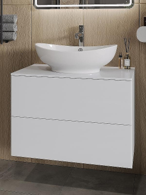 Тумба под раковину Orange Otto Ot-75TuMDF подвесная Белый глянцевый