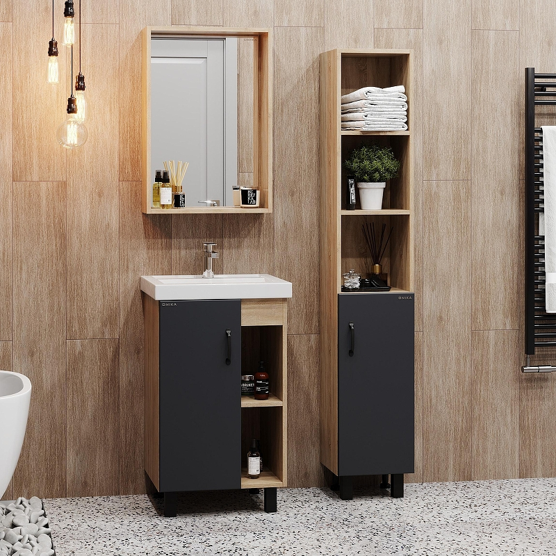 Тумба под раковину Onika Тимбер 50 L 105035 цвет Дуб сонома Серый, купить, цена, заказать, магазин, доставка, скидка, промокод, купить, цена, заказать, магазин, доставка, скидка, промокод