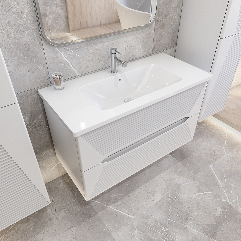 Тумба под раковину Caprigo Modo Terza 100 35615-SF027 подвесная цвет Белый, купить, цена, заказать, магазин, доставка, скидка, промокод, купить, цена, заказать, магазин, доставка, скидка, промокод