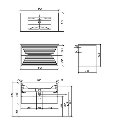 Тумба под раковину Caprigo Modo Terza 100 35615-SF027 подвесная цвет Белый