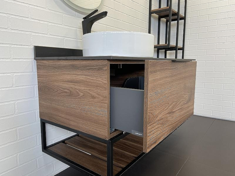 Тумба с раковиной Comforty Порто 120-1 00-00000828 подвесная Дуб темно-коричневый, купить, цена, заказать, магазин, доставка, скидка, промокод, купить, цена, заказать, магазин, доставка, скидка, промокод