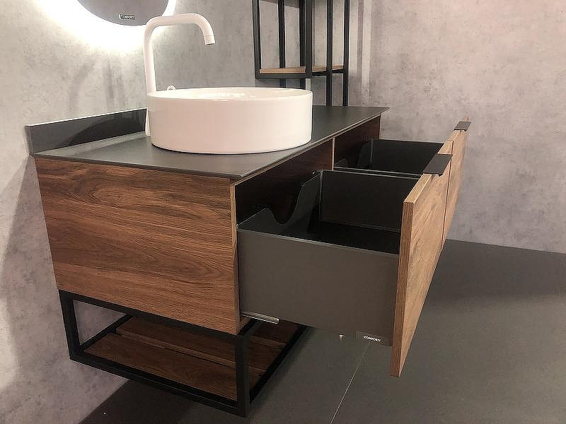 Тумба с раковиной Comforty Порто 120-1 00-00000828 подвесная Дуб темно-коричневый, купить, цена, заказать, магазин, доставка, скидка, промокод, купить, цена, заказать, магазин, доставка, скидка, промокод